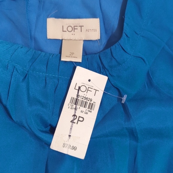 NWT LOFT Sleeveless Maxi Dress, Color Blue/Cream Size 2P - Picture 13 of 14